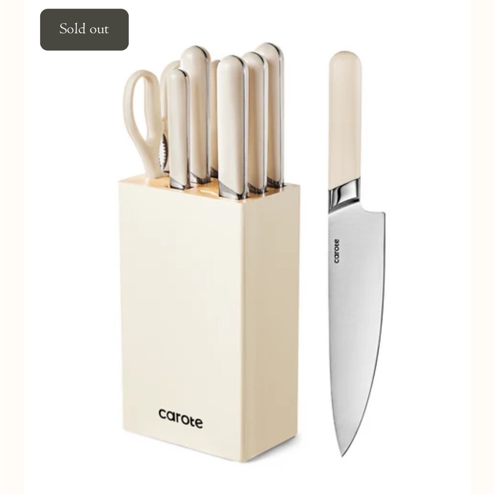 CAROTE 8PCS Kitchen Knife Bock Set, Stainless Steel Razor-Sharp Blade. EUC